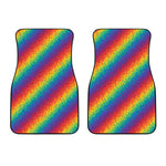 Pixel Rainbow Pattern Print Front Car Floor Mats