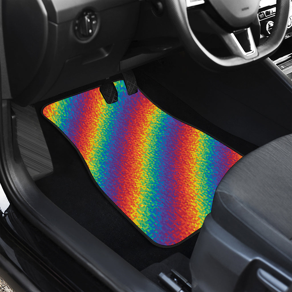 Pixel Rainbow Pattern Print Front Car Floor Mats
