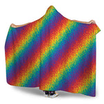 Pixel Rainbow Pattern Print Hooded Blanket