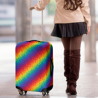 Pixel Rainbow Pattern Print Luggage Cover