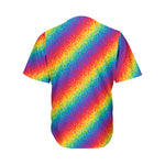 Pixel Rainbow Pattern Print Men's Baseball Jersey