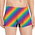 Pixel Rainbow Pattern Print Men's Boxer Briefs