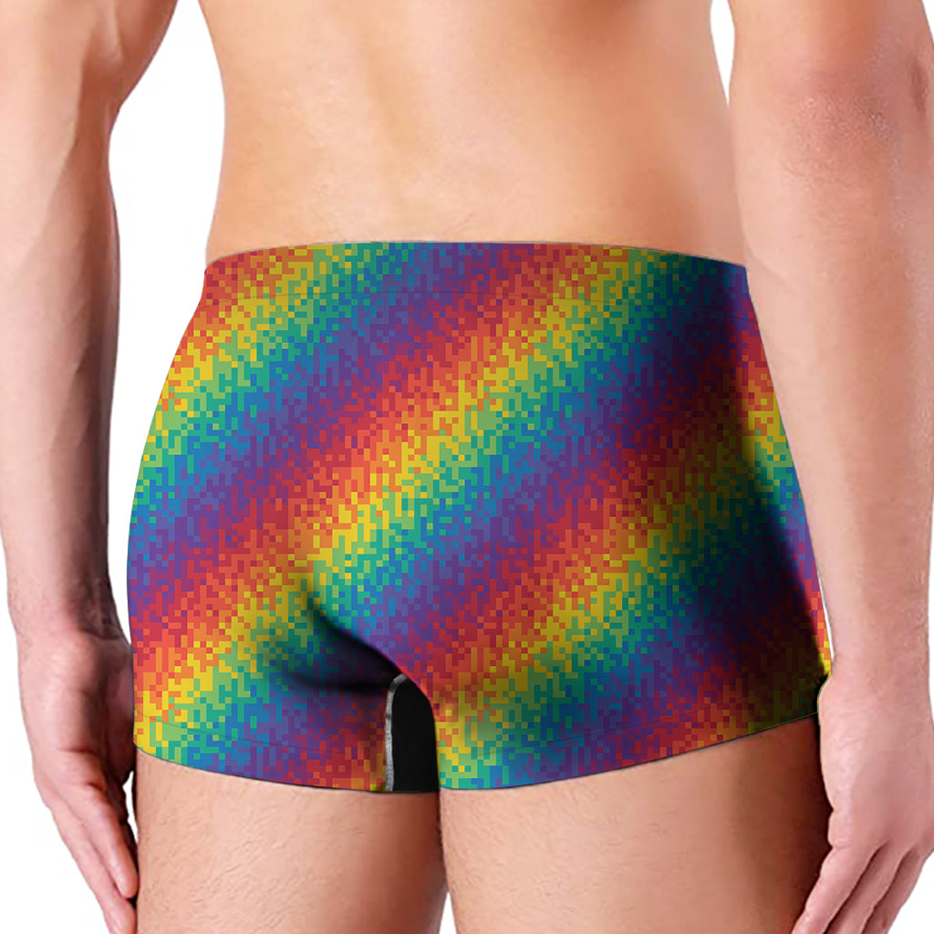 Pixel Rainbow Pattern Print Men's Boxer Briefs