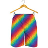 Pixel Rainbow Pattern Print Men's Shorts