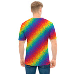 Pixel Rainbow Pattern Print Men's T-Shirt
