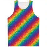 Pixel Rainbow Pattern Print Men's Tank Top