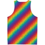 Pixel Rainbow Pattern Print Men's Tank Top