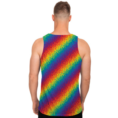 Pixel Rainbow Pattern Print Men's Tank Top