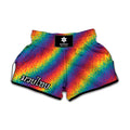 Pixel Rainbow Pattern Print Muay Thai Boxing Shorts