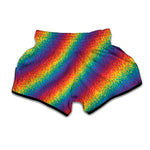 Pixel Rainbow Pattern Print Muay Thai Boxing Shorts