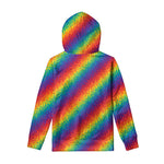 Pixel Rainbow Pattern Print Pullover Hoodie