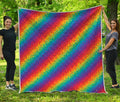 Pixel Rainbow Pattern Print Quilt