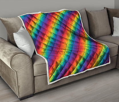 Pixel Rainbow Pattern Print Quilt