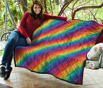Pixel Rainbow Pattern Print Quilt