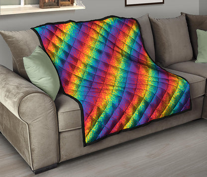 Pixel Rainbow Pattern Print Quilt