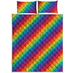 Pixel Rainbow Pattern Print Quilt Bed Set