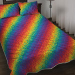 Pixel Rainbow Pattern Print Quilt Bed Set