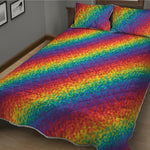 Pixel Rainbow Pattern Print Quilt Bed Set