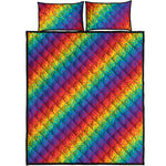 Pixel Rainbow Pattern Print Quilt Bed Set