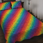 Pixel Rainbow Pattern Print Quilt Bed Set