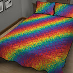 Pixel Rainbow Pattern Print Quilt Bed Set