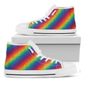 Pixel Rainbow Pattern Print White High Top Sneakers