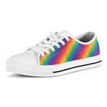 Pixel Rainbow Pattern Print White Low Top Shoes