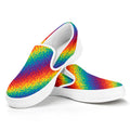 Pixel Rainbow Pattern Print White Slip On Sneakers