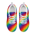 Pixel Rainbow Pattern Print White Sneakers