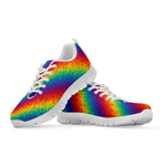 Pixel Rainbow Pattern Print White Sneakers