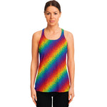 Pixel Rainbow Pattern Print Women's Racerback Tank Top