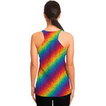 Pixel Rainbow Pattern Print Women's Racerback Tank Top