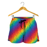 Pixel Rainbow Pattern Print Women's Shorts