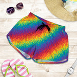 Pixel Rainbow Pattern Print Women's Shorts