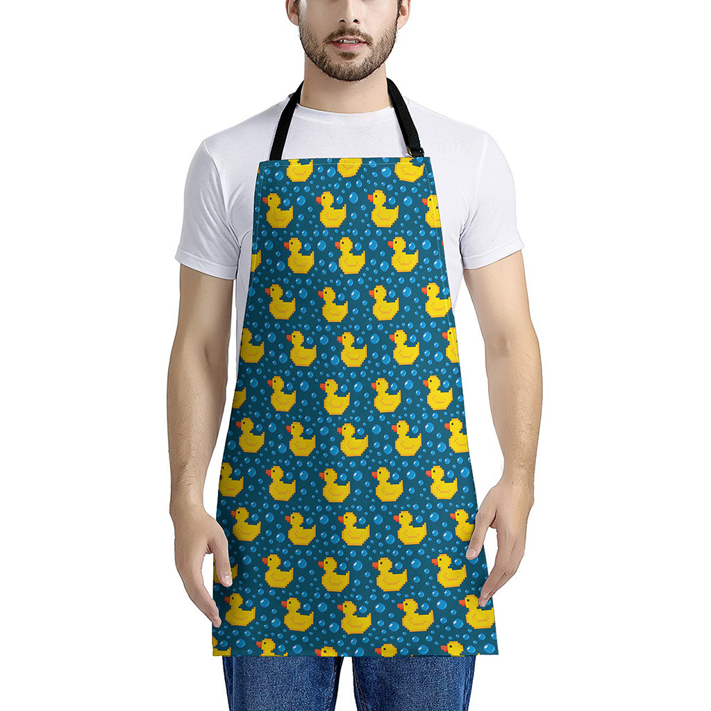 Pixel Rubber Duck Pattern Print Apron