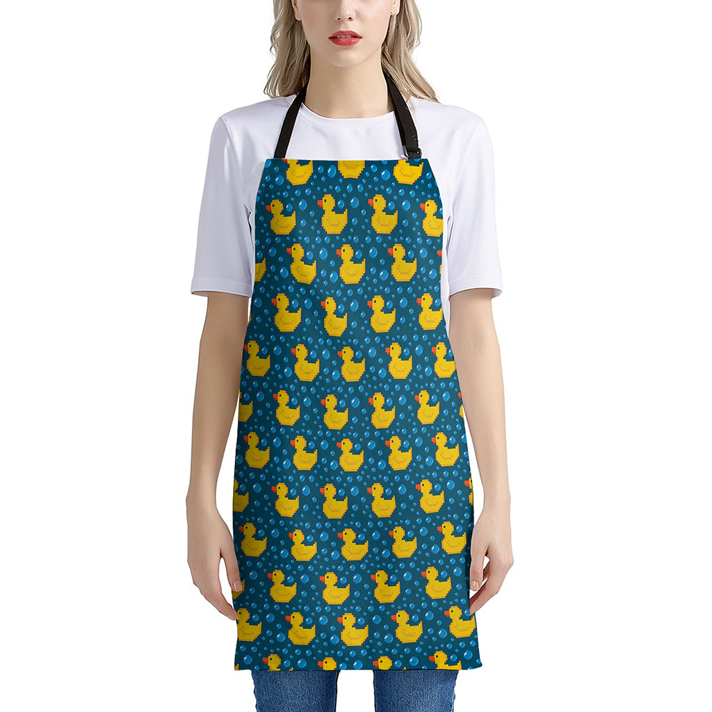 Pixel Rubber Duck Pattern Print Apron