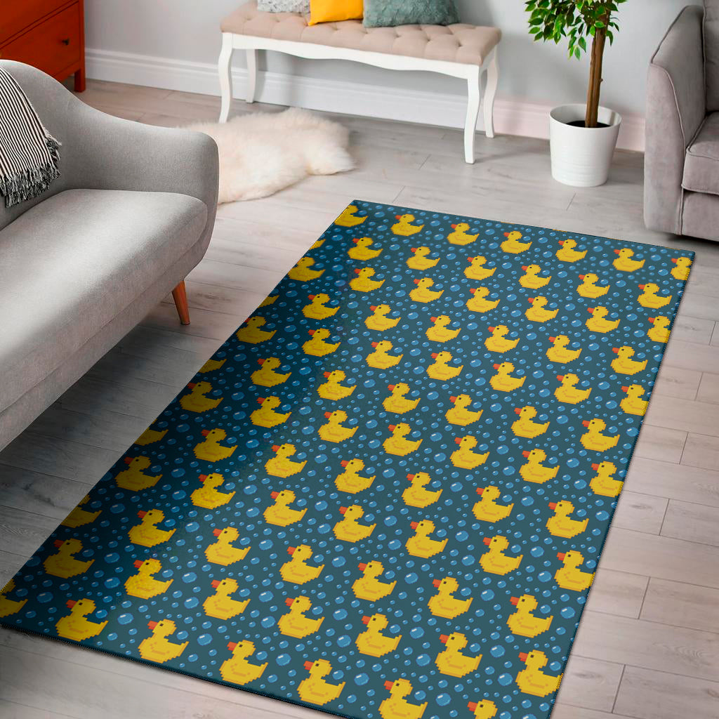 Pixel Rubber Duck Pattern Print Area Rug