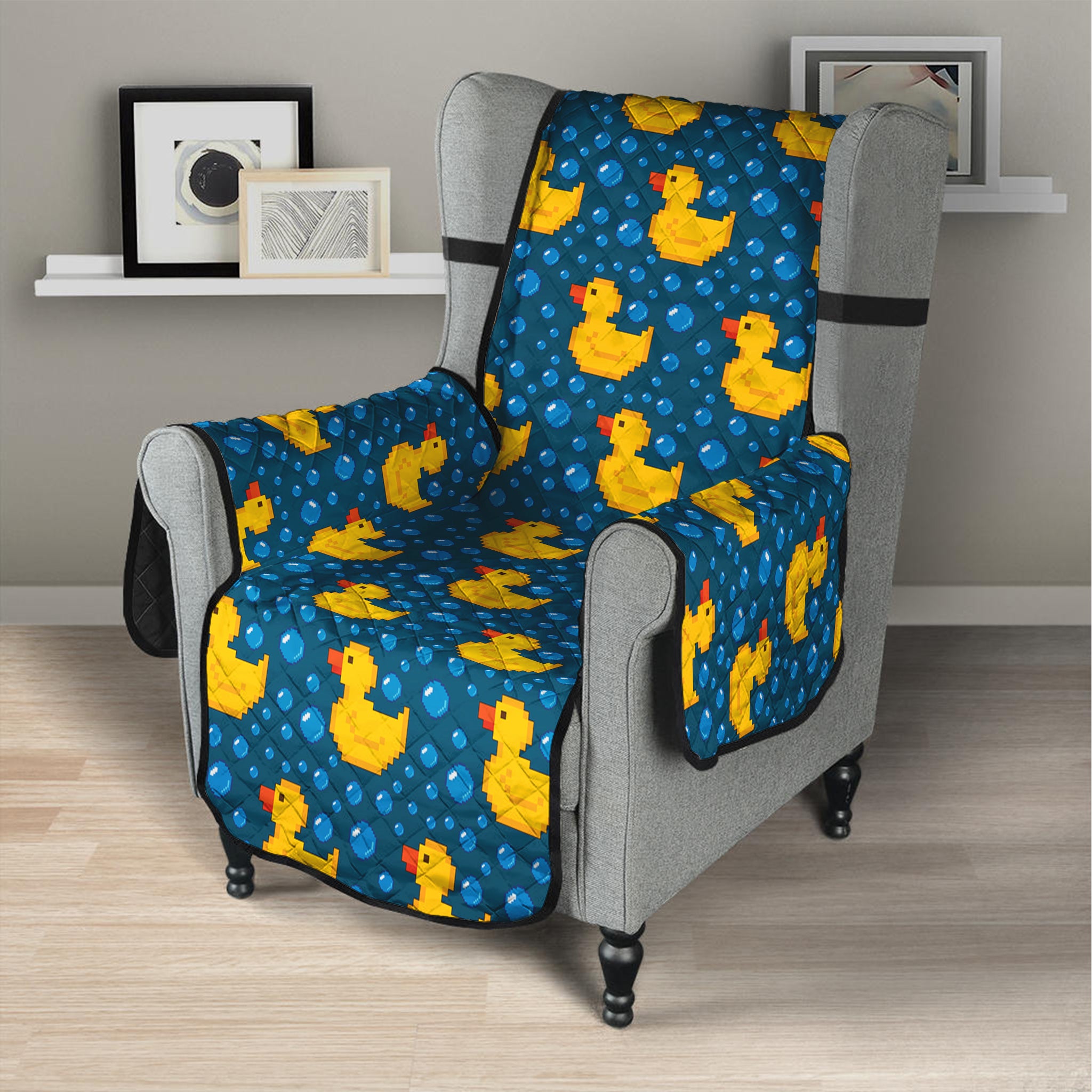 Pixel Rubber Duck Pattern Print Armchair Protector