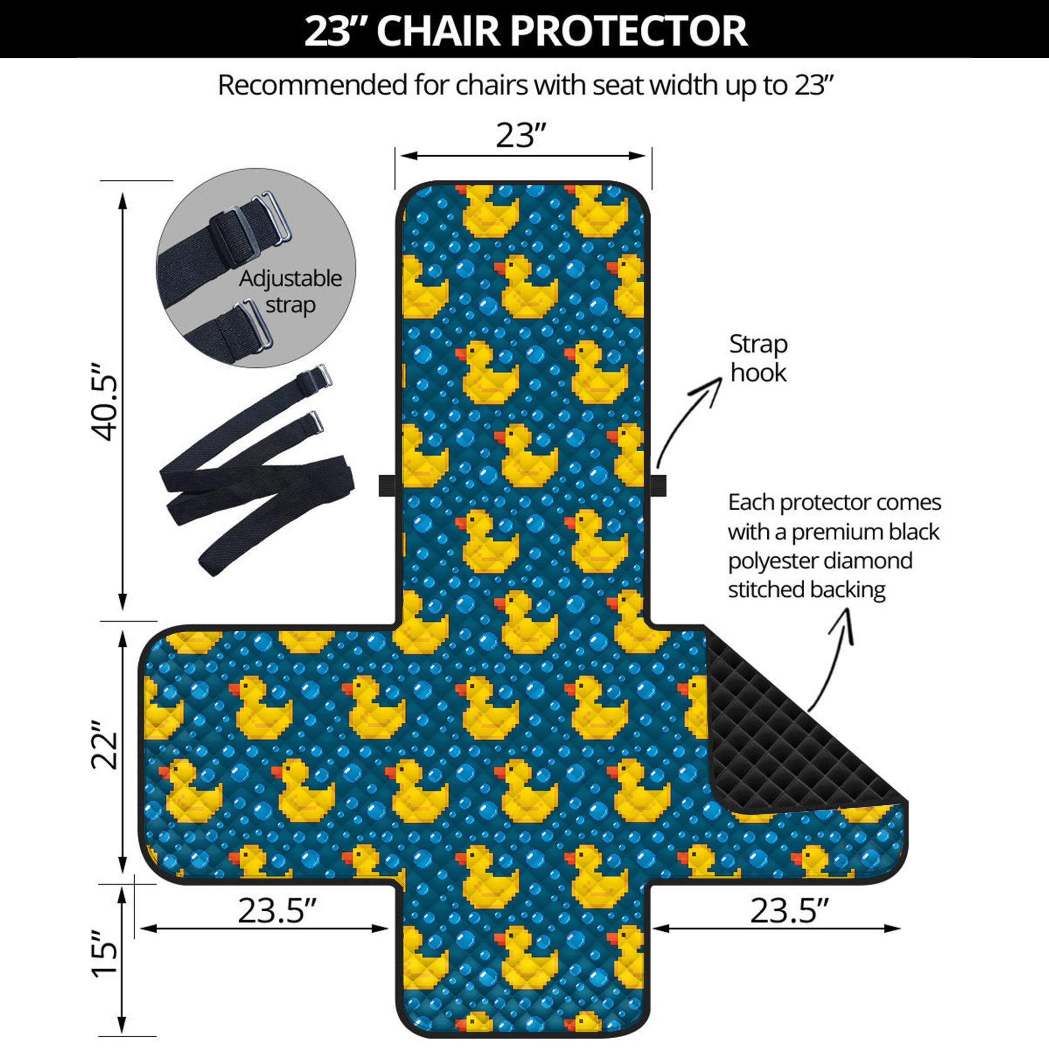 Pixel Rubber Duck Pattern Print Armchair Protector