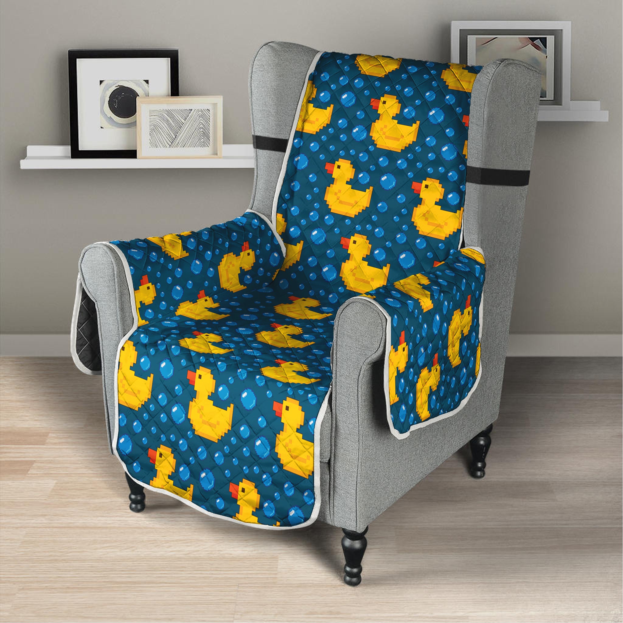 Pixel Rubber Duck Pattern Print Armchair Protector