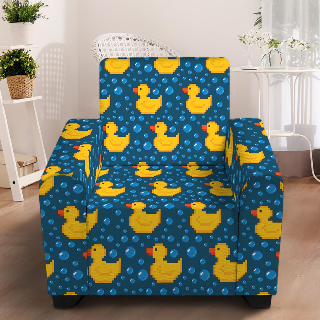 Pixel Rubber Duck Pattern Print Armchair Slipcover