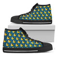 Pixel Rubber Duck Pattern Print Black High Top Sneakers