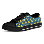 Pixel Rubber Duck Pattern Print Black Low Top Shoes