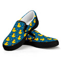 Pixel Rubber Duck Pattern Print Black Slip On Sneakers