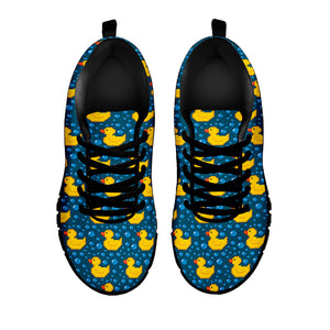 Pixel Rubber Duck Pattern Print Black Sneakers