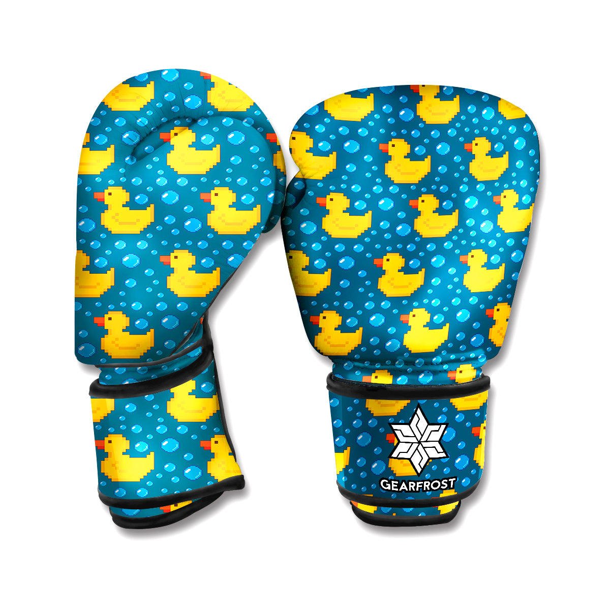 Pixel Rubber Duck Pattern Print Boxing Gloves