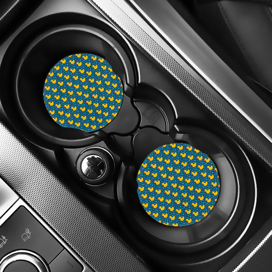 Pixel Rubber Duck Pattern Print Car Coasters