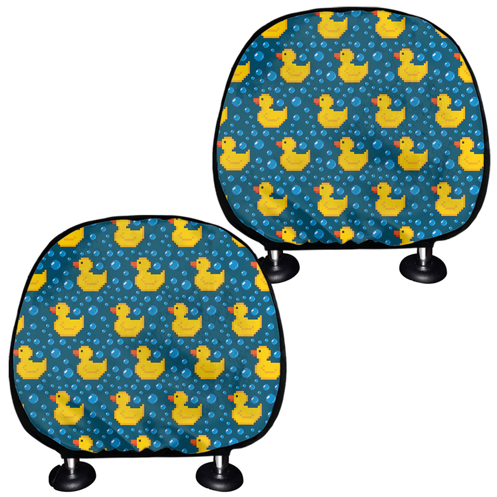 Pixel Rubber Duck Pattern Print Car Headrest Covers