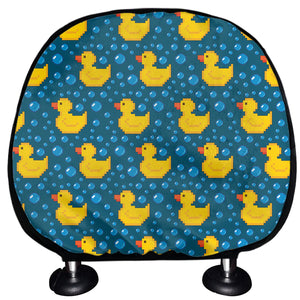 Pixel Rubber Duck Pattern Print Car Headrest Covers