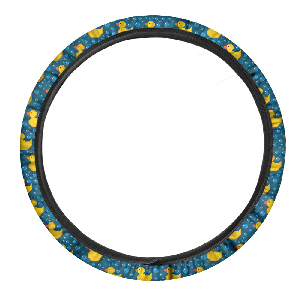Pixel Rubber Duck Pattern Print Car Steering Wheel Cover